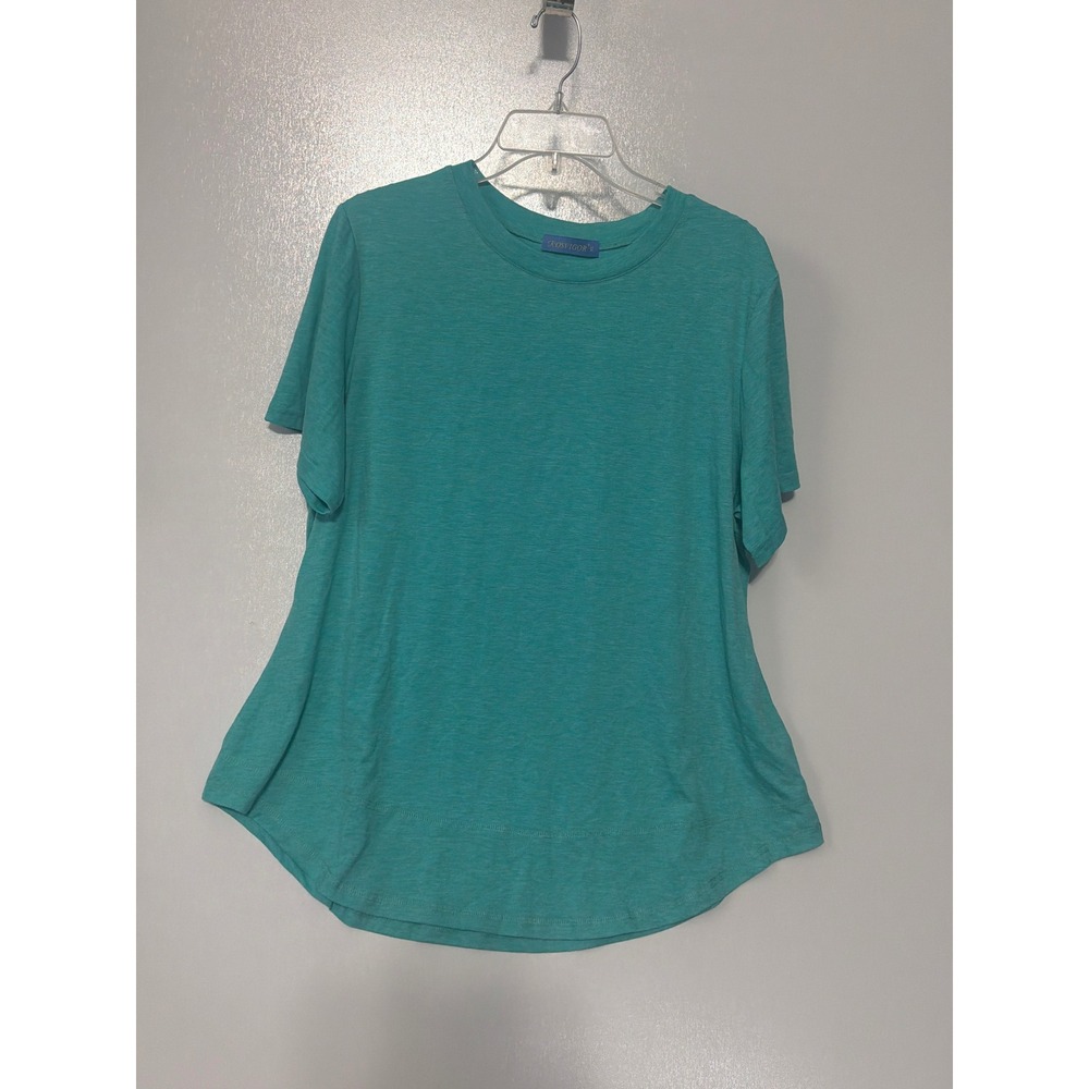 Rosvigor Womens Teal Green Short Sleeve Curved Hem Crew Neck T-Shirt XL